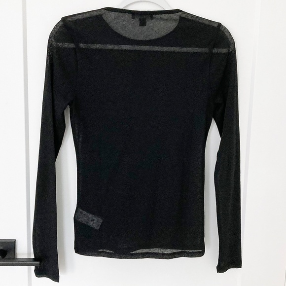 NWT J. Crew Black Sheer Long-sleeve Top - S - Picture 3 of 4
